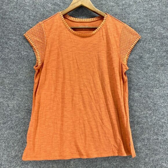 Coldwater Creek Tops - Coldwater Creek T-Shirt Women M Medium Orange Crew Neck Short Sleeve Cotton